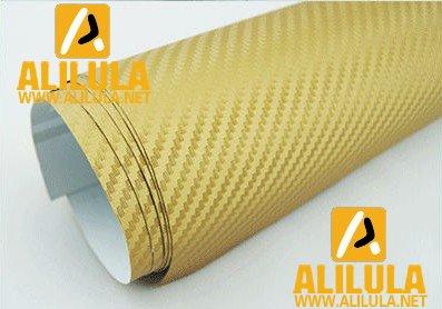 3DTQ-G, Gold High Flexible 1.52m*30m With Air Channel Bubble Free 3D Carbon Vinyl Film