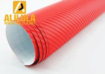 3DTQ-R, Red High Flexible 1.52m*30m With Air Channel Bubble Free 3D Carbon Vinyl Film