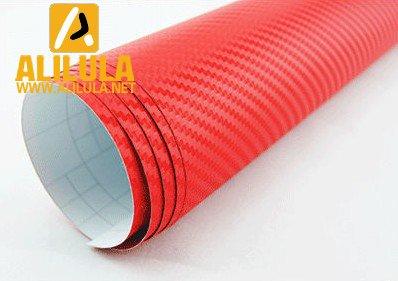 3DTQ-R, Red High Flexible 1.52m*30m With Air Channel Bubble Free 3D Carbon Vinyl Film