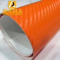 3DTQ-O, Orange High Flexible 1.52m*30m With Air Channel Bubble Free 3D Carbon Vinyl Film