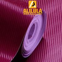 3DTQ-WR, Wine Red High Flexible 1.52m*30m With Air Channel Bubble Free 3D Carbon Vinyl Film