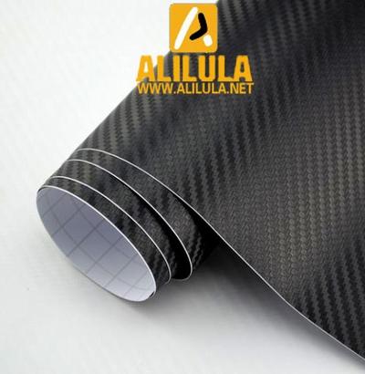TB-B, Black Real Textured High Flexible 1.52m*30m With Air Channel Bubble Free 3D Carbon Vinyl Film