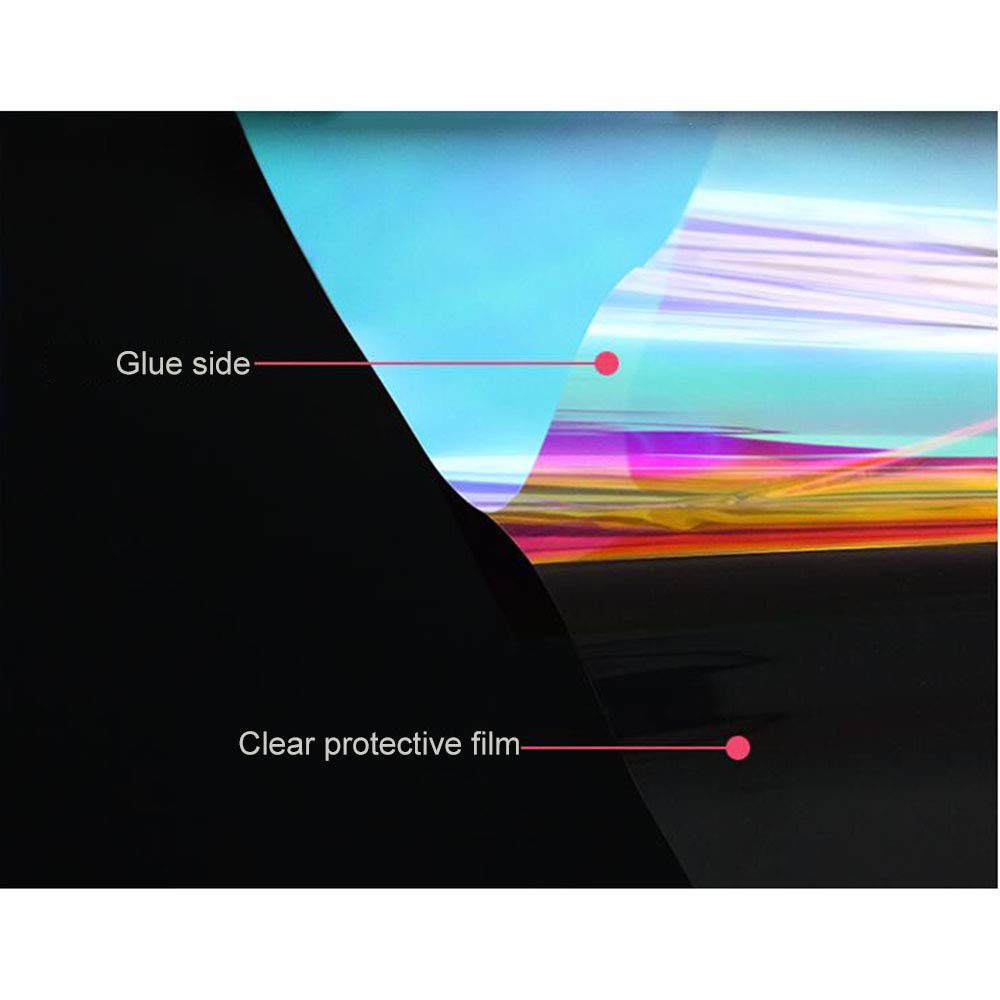 Red color self adhesive 2 mil PET iridescent /rainbow/dichroic building glass tint film